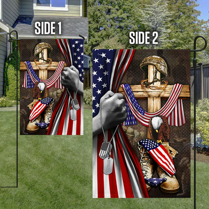 U.S. Veteran Memorial Flag with Christian Cross ✝️