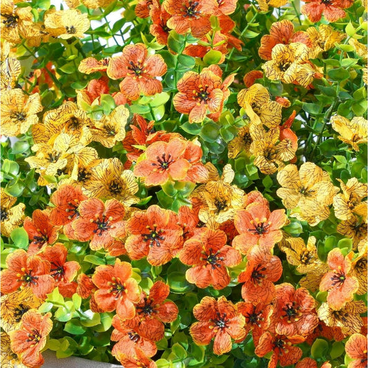 💐12PCS Artificial UV-resistant flowers: suitable for patios, porches and balconies-Orange Yellow