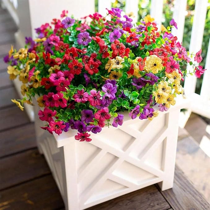 💐12PCS Artificial UV-resistant flowers: suitable for patios, porches and balconies-6 Multicolor