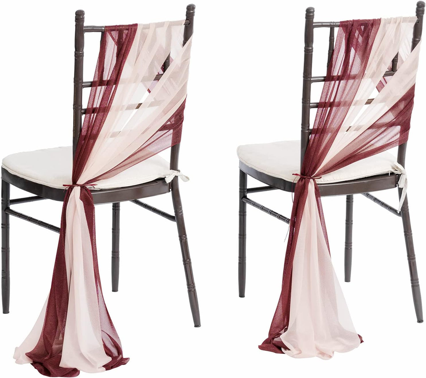 Wedding Chiffon Chair Sashes Cover Aisle Decorations Draping Fabric Wrinkle-Free with Tie