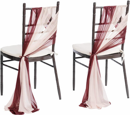 Wedding Chiffon Chair Sashes Cover Aisle Decorations Draping Fabric Wrinkle-Free with Tie