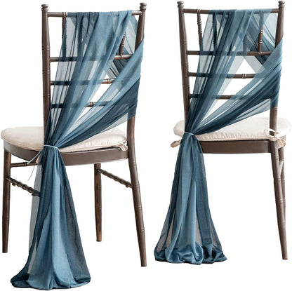 Wedding Chiffon Chair Sashes Cover Aisle Decorations Draping Fabric Wrinkle-Free with Tie