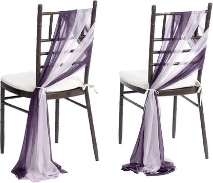 Wedding Chiffon Chair Sashes Cover Aisle Decorations Draping Fabric Wrinkle-Free with Tie