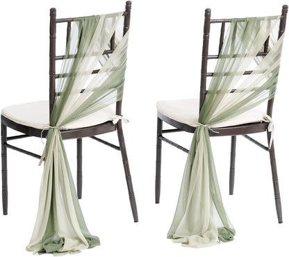 Wedding Chiffon Chair Sashes Cover Aisle Decorations Draping Fabric Wrinkle-Free with Tie