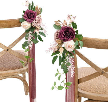 🌸Wedding Artificial Aisle Pew Flowers Chair Decorations Party Outdoor
