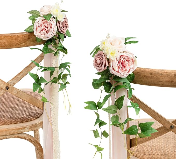 🌸Wedding Artificial Aisle Pew Flowers Chair Decorations Party Outdoor
