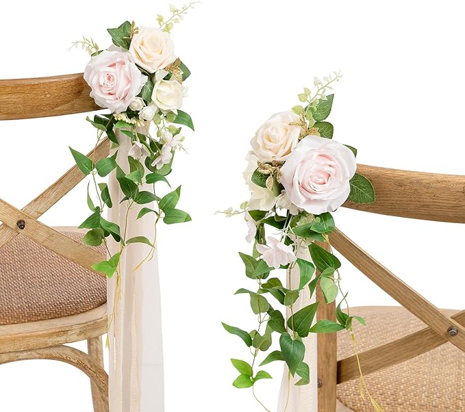 🌸Wedding Artificial Aisle Pew Flowers Chair Decorations Party Outdoor