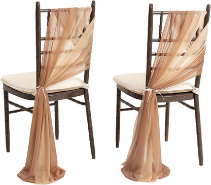 Wedding Chiffon Chair Sashes Cover Aisle Decorations Draping Fabric Wrinkle-Free with Tie