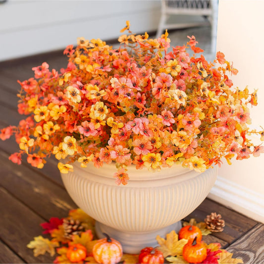 💐12PCS Artificial UV-resistant flowers: suitable for patios, porches and balconies-F Orange Yellow