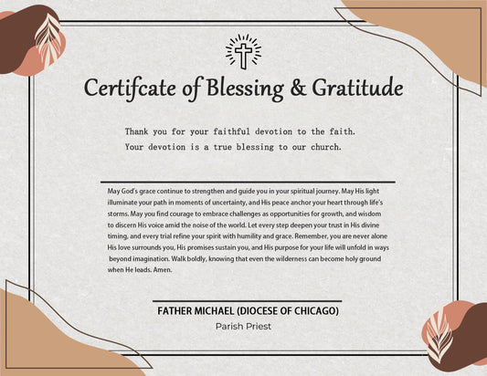 Free blessing certificate