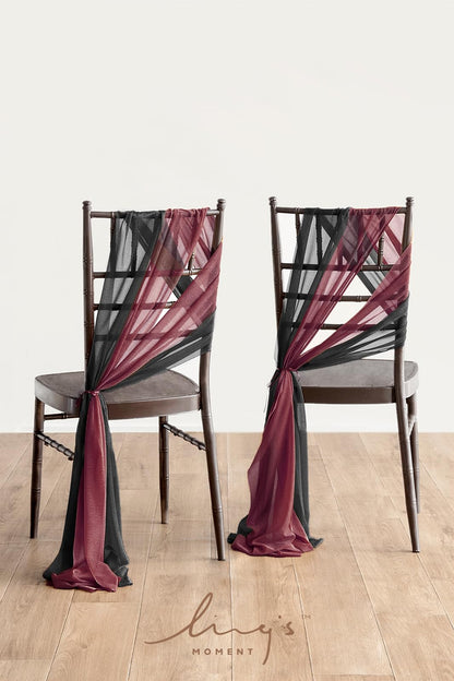 Wedding Chiffon Chair Sashes Cover Aisle Decorations Draping Fabric Wrinkle-Free with Tie