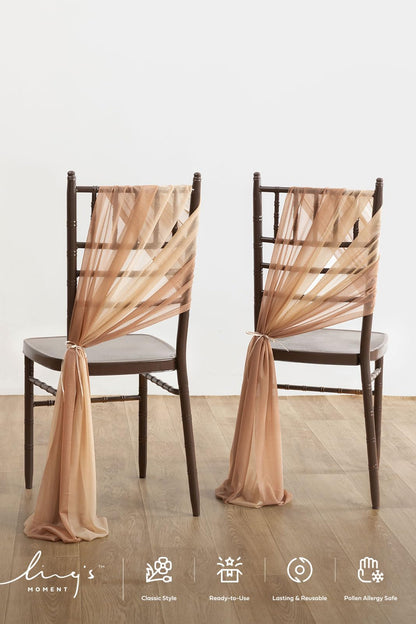 Wedding Chiffon Chair Sashes Cover Aisle Decorations Draping Fabric Wrinkle-Free with Tie