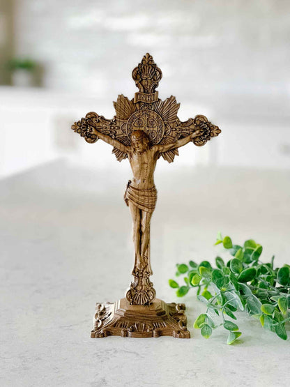 Carved Wooden Crucifix - with Base