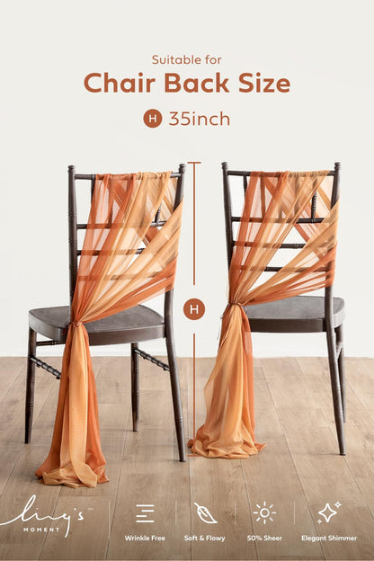 Wedding Chiffon Chair Sashes Cover Aisle Decorations Draping Fabric Wrinkle-Free with Tie