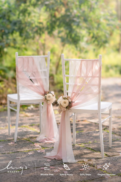 Wedding Chiffon Chair Sashes Cover Aisle Decorations Draping Fabric Wrinkle-Free with Tie