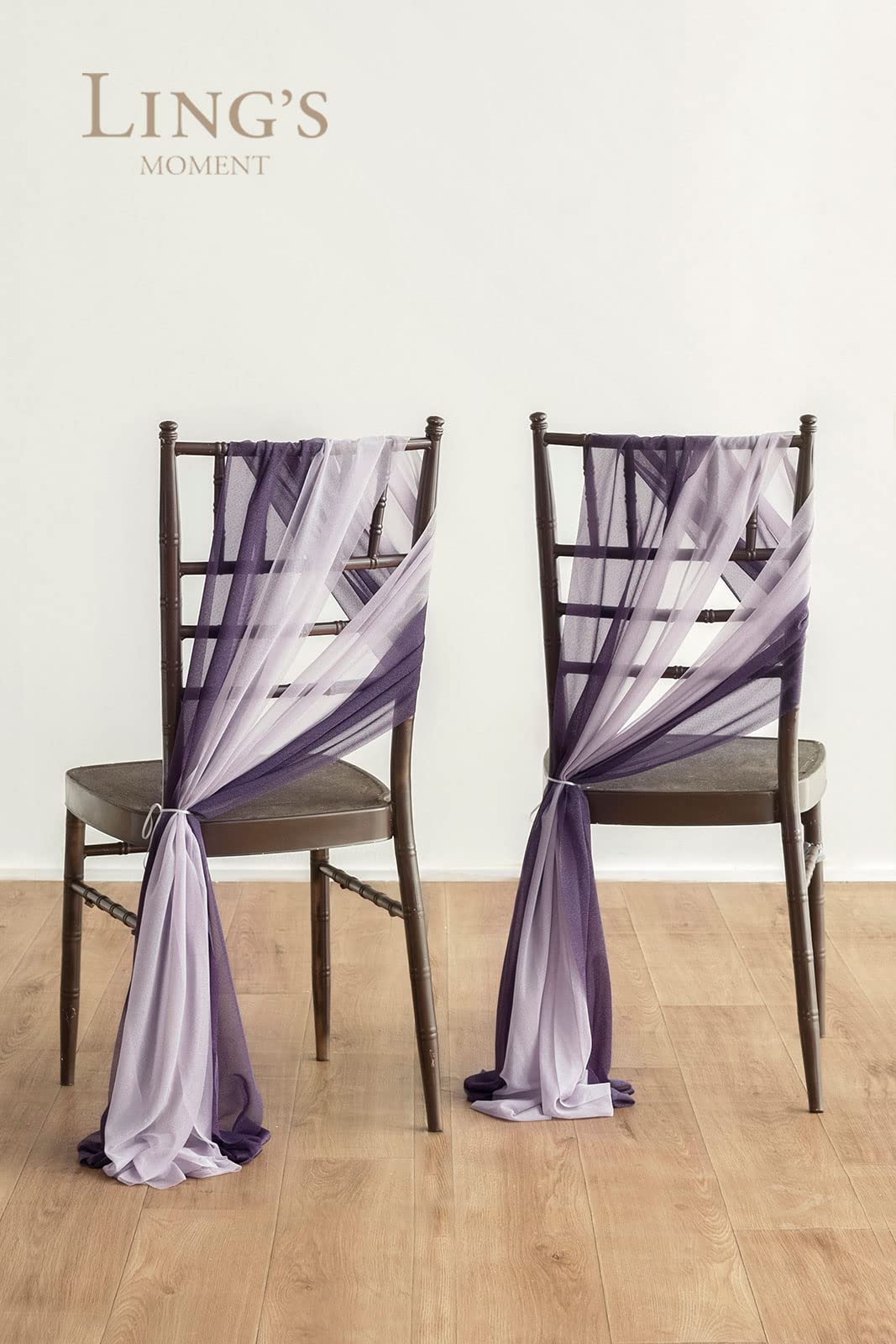 Wedding Chiffon Chair Sashes Cover Aisle Decorations Draping Fabric Wrinkle-Free with Tie