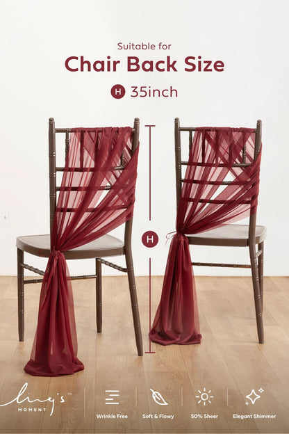 Wedding Chiffon Chair Sashes Cover Aisle Decorations Draping Fabric Wrinkle-Free with Tie