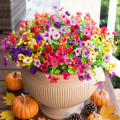 💐12PCS Artificial UV-resistant flowers: suitable for patios, porches and balconies-6 Multicolor