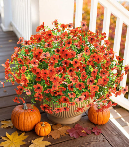 💐12PCS Artificial UV-resistant flowers: suitable for patios, porches and balconies-Orange