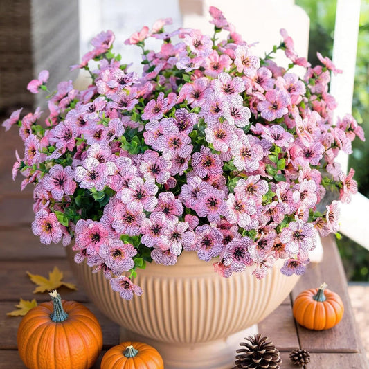 💐12PCS Artificial UV-resistant flowers: suitable for patios, porches and balconies-Pink