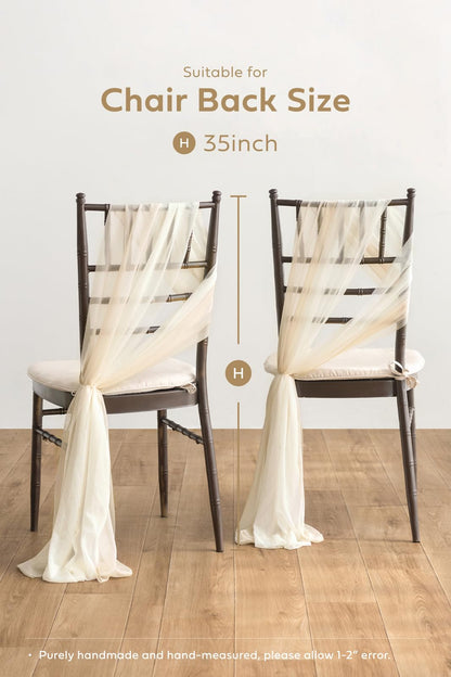 Wedding Chiffon Chair Sashes Cover Aisle Decorations Draping Fabric Wrinkle-Free with Tie