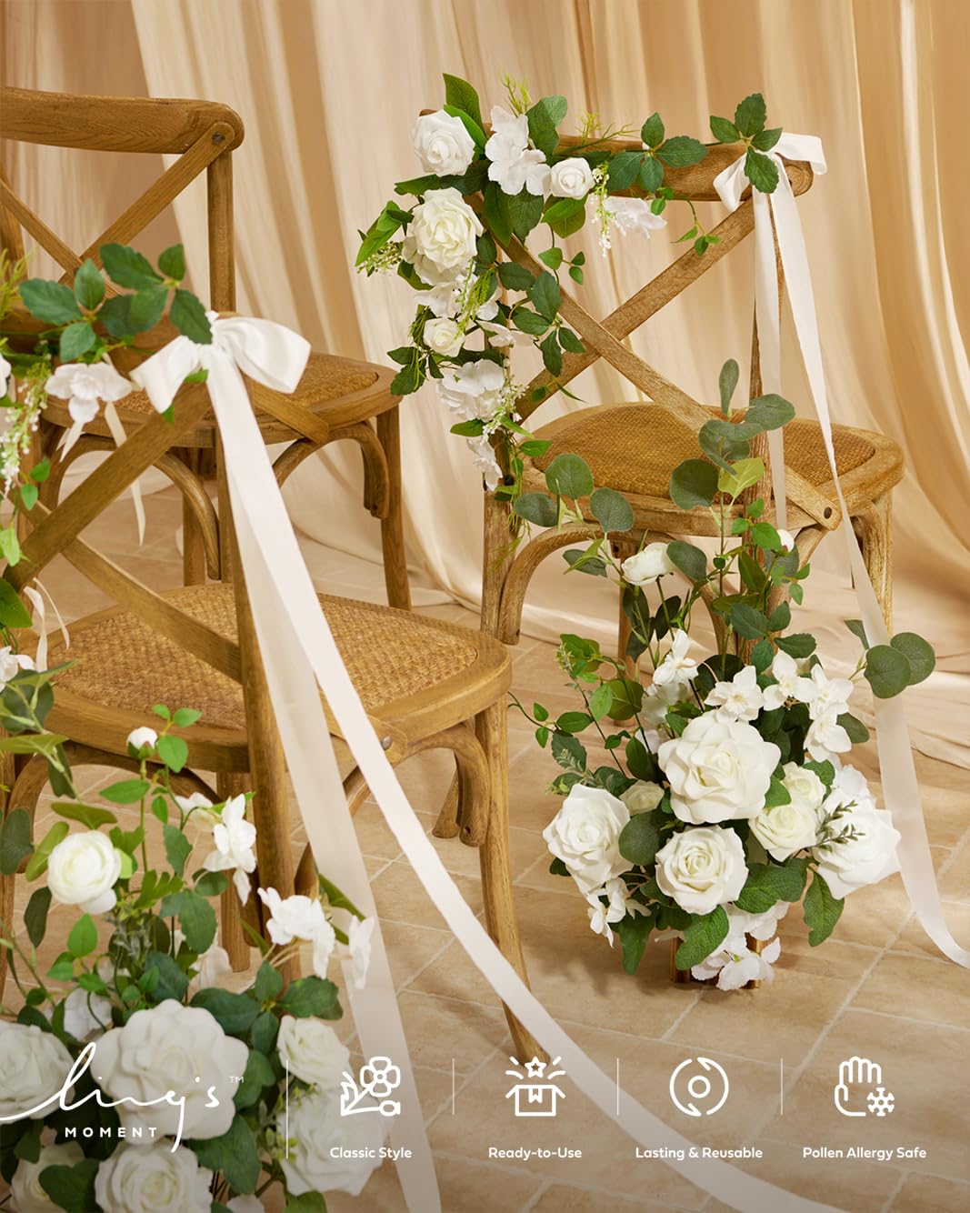 👰Artificial Flowers Wedding Aisle Runner Chair Decorations