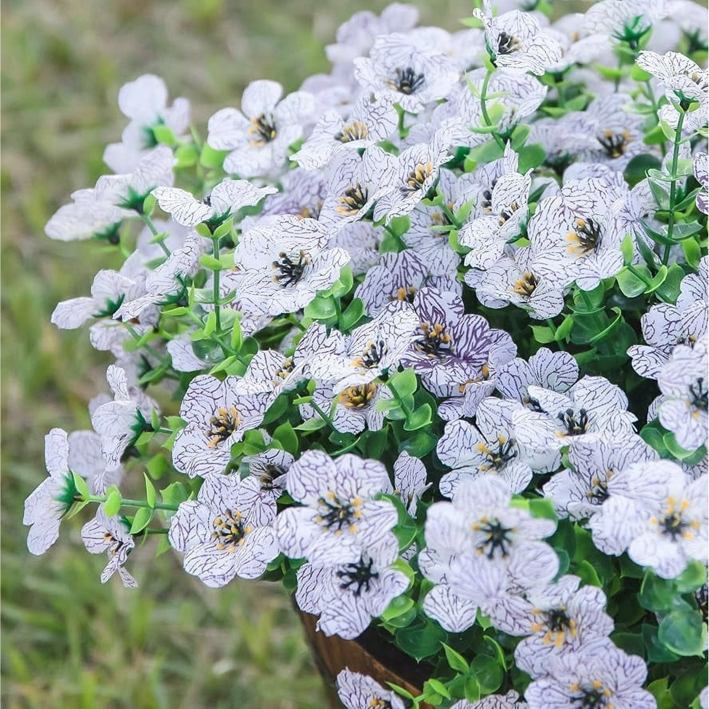 💐12PCS Artificial UV-resistant flowers: suitable for patios, porches and balconies-Creamy White