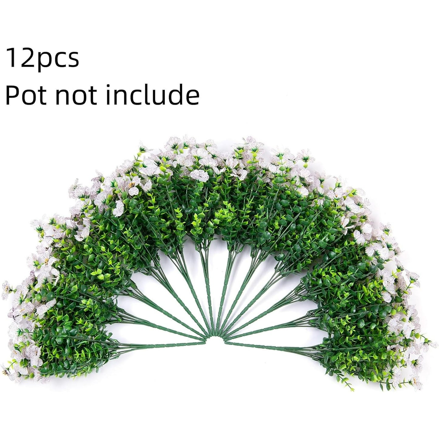 💐12PCS Artificial UV-resistant flowers: suitable for patios, porches and balconies-Creamy White