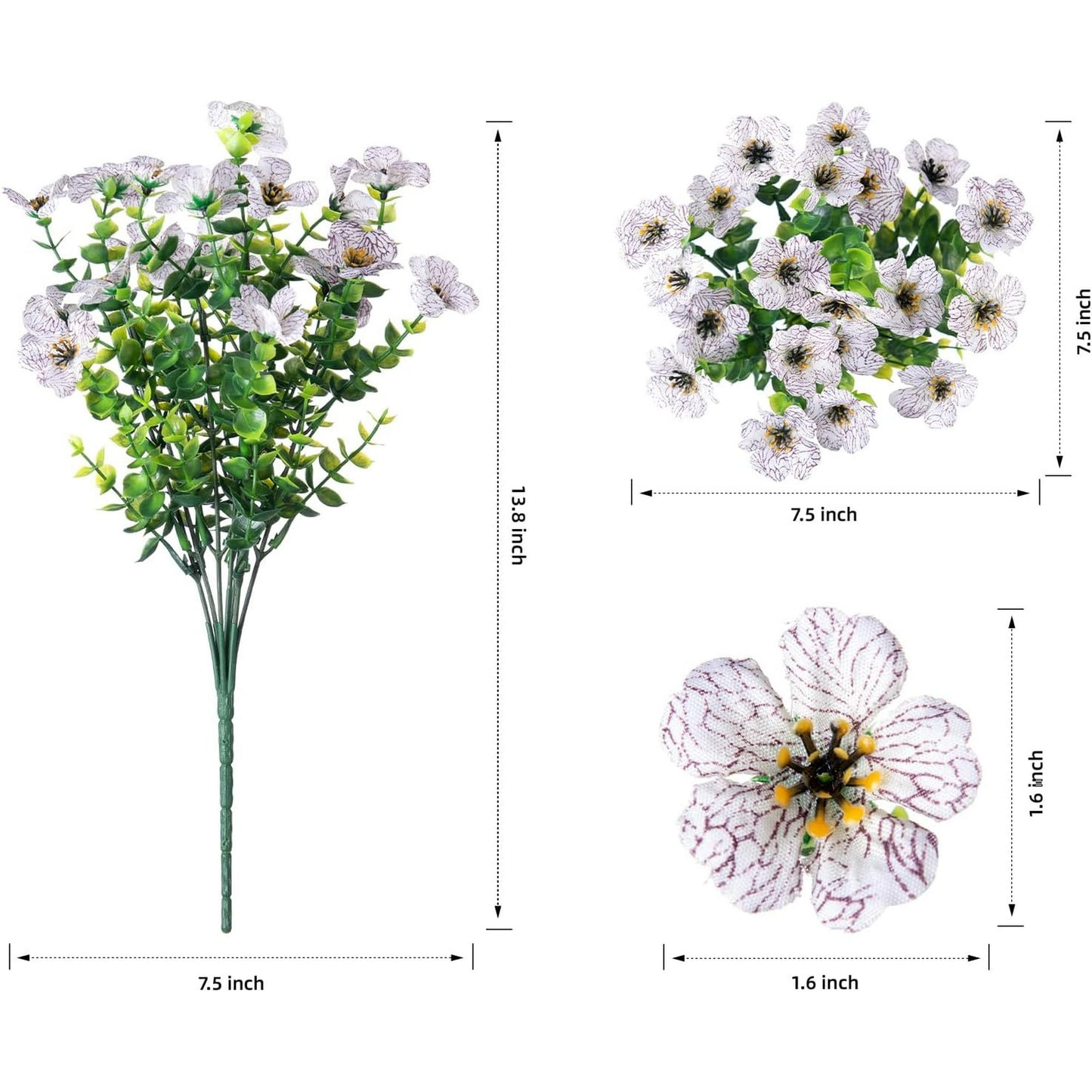 💐12PCS Artificial UV-resistant flowers: suitable for patios, porches and balconies-Creamy White