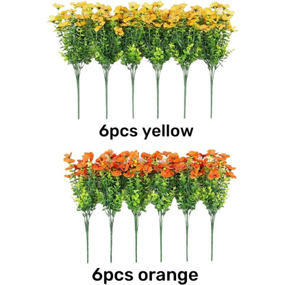 💐12PCS Artificial UV-resistant flowers: suitable for patios, porches and balconies-Orange Yellow