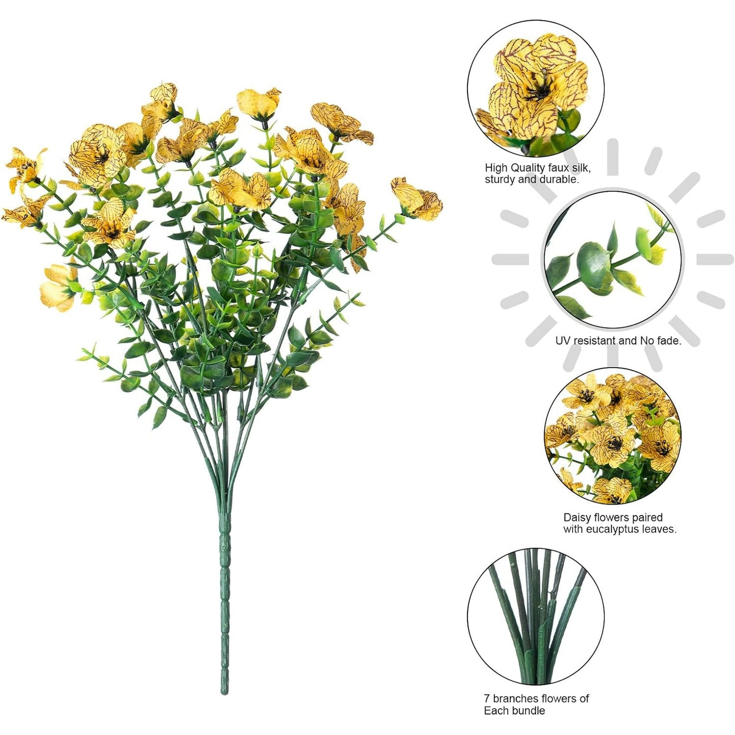 💐12PCS Artificial UV-resistant flowers: suitable for patios, porches and balconies-Orange Yellow