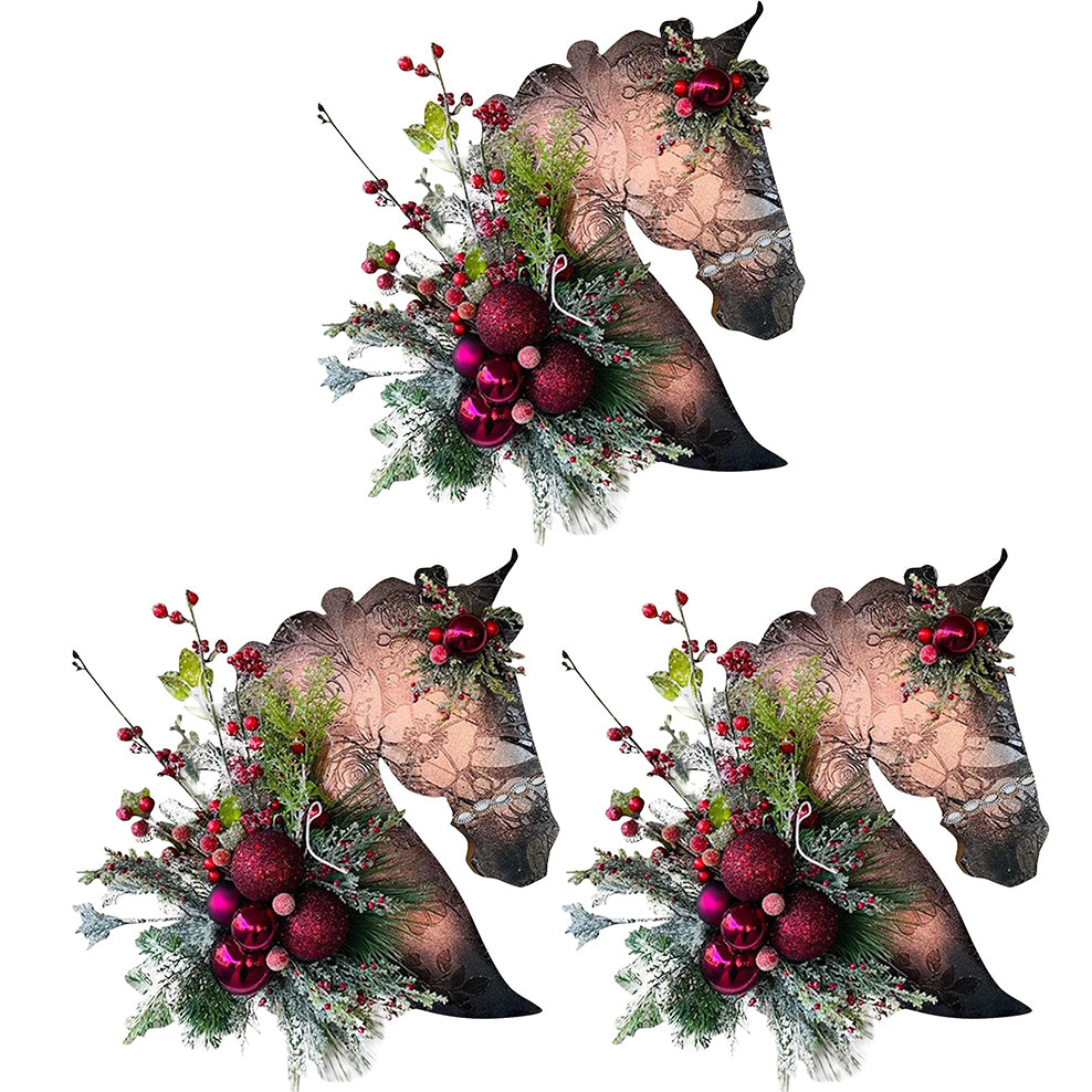 🌲 Equestrian Christmas Horse Wreath 🐎 - Single, Twin Set & Family Savings Bundle