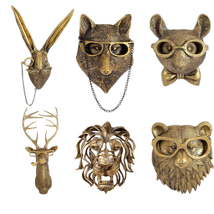 🦁🦓✨ 6‑Pack Gold Animal Head Wall Sculptures – Limited Stock 50% Off!🚚🏷️